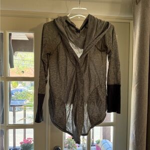 Zella Gray Hooded Open-Front Lightweight Sweater size small